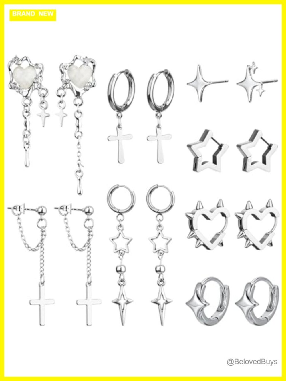 Y2K Punk Earrings Set 8 Pairs Dangle Drop Alloy Unisex Gift